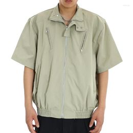 Chemises décontractées pour hommes Pfnw Summer Short à manches courtes à manches courtes détachables Y2k Vêtements de travail polyvalent HARAJUKU NICHE MABEUR 28A3379