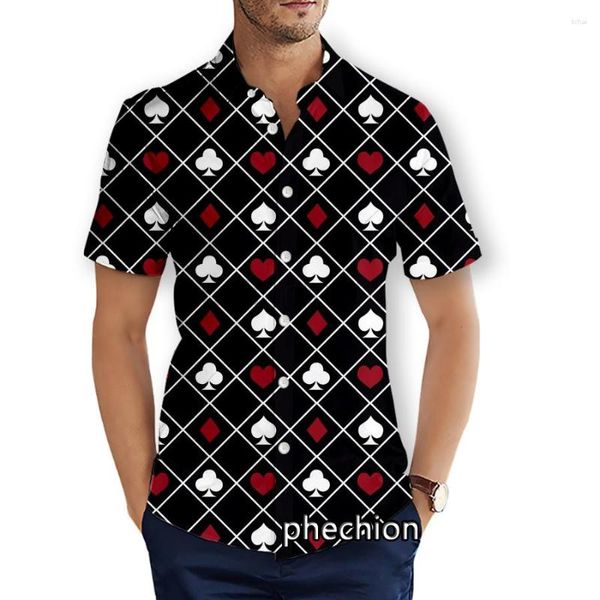 Hommes chemises décontractées Phechion été hommes à manches courtes plage Poker costume 3D imprimé mode Streetwear hommes hauts X93