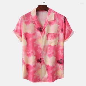 Chemises décontractées pour hommes Rose Tie Dye Chemise de plage hawaïenne Hommes 2023 Été À manches courtes Boutonné Aloha Party Harajuku Streetwear Chemise Homme