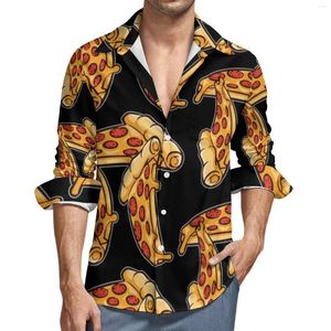 Casual overhemden voor heren Pizza streetwear overhemd Man Food Italiaanse lente Vintage blouses Ontwerp met lange mouwen Oversized kleding