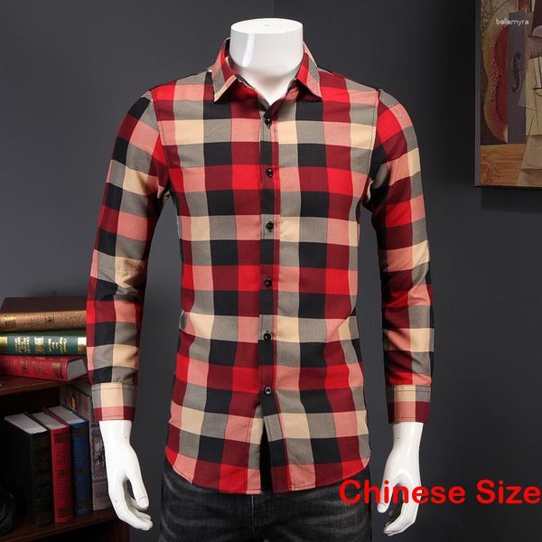 Chemises décontractées pour hommes Plaid pour hommes vêtements chemises luxe masculin 2023 Mode à manches longues supérieures