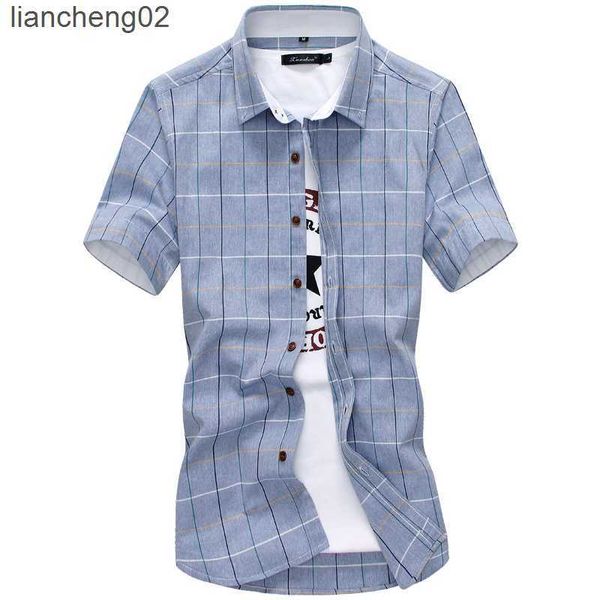 Chemises décontractées pour hommes chemises à carreaux hommes 2022 nouvelle mode 100% coton à manches courtes été décontracté hommes chemise camisa masculina hommes chemises habillées W0328