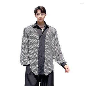 Chemises décontractées pour hommes Plaid Splice Vintage chemise à manches longues hommes japon coréen Streetwear mode Oversize Commute Blouses Cardigan