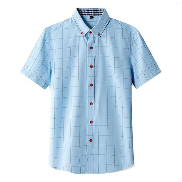 Chemises décontractées pour hommes T-shirt uni T-shirt d'été pour hommes Impression à manches courtes Col montant Blouses à simple boutonnage T-shirt respirant