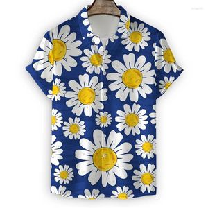 Casual shirts voor heren Plant Bloemen Grafisch voor mannen Kleding Fashion Flower Chrysanthemum 3D Print Blouses Mens Rapel Blouse Hawaiiaanse top