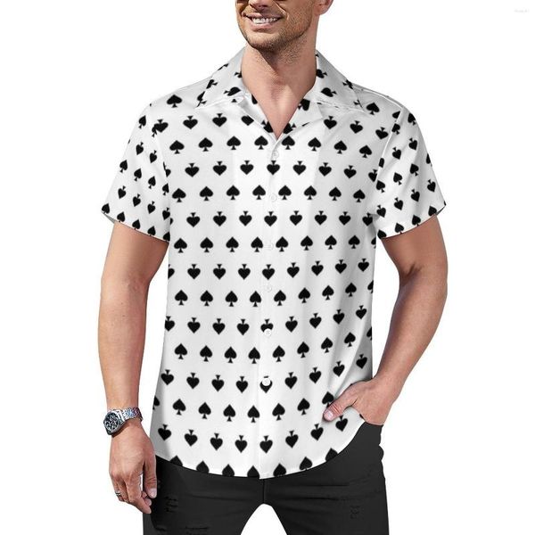 Camisas casuales para hombres Jugando al póquer Camisa suelta Hombres Beach Spades Card Trajes Hawaii Custom Manga corta Divertidas blusas de gran tamaño