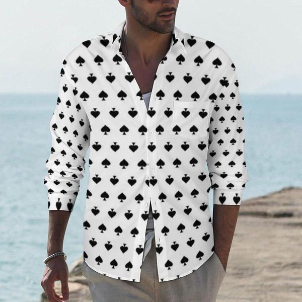 Chemises décontractées pour hommes jouant au Poker homme pique carte costumes chemise à manches longues Cool esthétique Blouses printemps Design haut 3XL 4XL