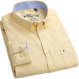 Chemises décontractées pour hommes Plus 5XL 6XL Chemise sociale Oxford pour hommes à manches longues décontracté rayé solide Slim Fit bouton vers le bas bureau d'affaires blanc Camisa Blouse 230314