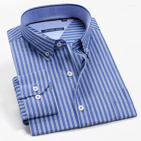 Chemise à manches longues et col boutonné pour homme, chemise décontractée, grande taille 10XL, en pur coton, surdimensionnée, pour loisirs et affaires, rayée