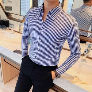 Heren Casual Shirts Plus Size 4XL-M Herfst Winter Lange Mouw Plaid Voor Mannen Kleding Zakelijke Formele Slijtage Slim Fit blouse Homme