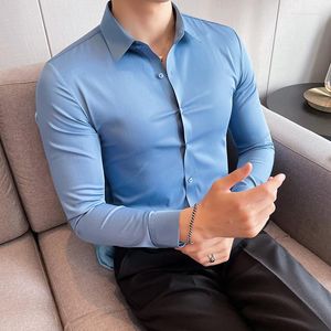 Chemises décontractées pour hommes Plus taille 4xl-M printemps solide à manches longues masculines hommes slim fit commerciale usure formelle de chemise sociale