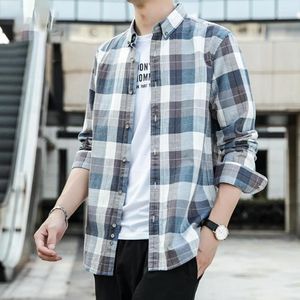 Chemises décontractées pour hommes, grande taille 4XL, manches longues, printemps été, carreaux décontractés, mode Cardigan dégradé jaune bleu pour hommes