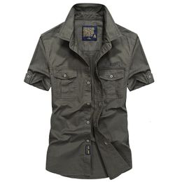 Camicie casual da uomo Taglie forti 4XL Camicie a maniche corte estive da uomo Camicie militari cargo Traspiranti Abbigliamento fresco importato camisa social masculina 230321