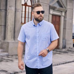 Camisas informales para hombre de talla grande 5XL 6XL 7XL 8XL, camisa de manga corta de Color sólido para hombre, ropa de marca holgada fina de negocios para hombre1