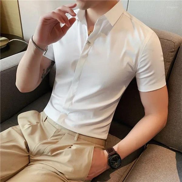 Chemises décontractées pour hommes Plus taille 5xl-m Summer Summer Short Sleeve for Men Vêtements 2024 Business Office Forme Office Robe Blouse Homme Vente