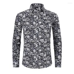 Chemises décontractées pour hommes grande taille 6XL 7XL à manches longues imprimé mode luxe sans fer Floral surdimensionné coupe régulière chemise sociale