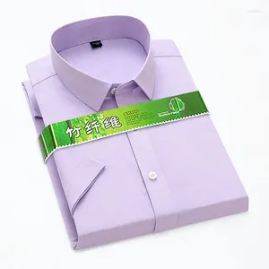Chemises décontractées pour hommes Plus taille 6xl Bamboo Fibre à manches courtes Summer Social Plain Business Office Luxury Formal Purple Dress