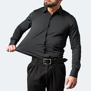 Chemises décontractées pour hommes Plus taille 7xl 6xl Haute élasticité Shirt Spandex Spandex Men Slim Fit Color Social Formel Robe Social