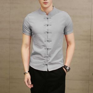 Chemises décontractées pour hommes plus chemises en lin de taille de taille de streetwear masculin Mandarin Collit Homme avec manches courtes vêtements traditionnels chinois slim 6xll2404