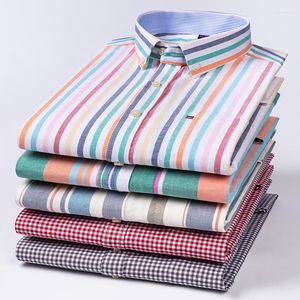 Chemises décontractées pour hommes grande taille rayé à manches longues pour hommes coupe ajustée chemise unie formelle coton Oxford hauts concepteur de bureau de haute qualité