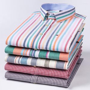 Camisas casuales para hombres Tallas grandes a rayas de manga larga para hombres Slim Fit Camisa lisa formal Algodón Oxford Tops Diseñador de oficina de alta calidad