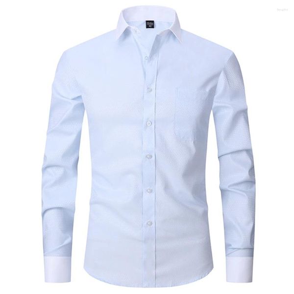 Camisas casuales para hombres Tamaño de talla de talla de mayor calidad Manga larga Fit Soled Solid Rayed Camiseta Formal White Clothing Social