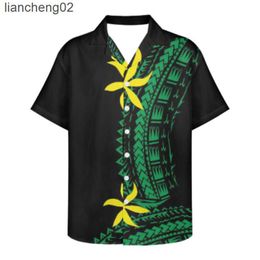 Chemises décontractées pour hommes Poche à manches courtes Chemise Polynésienne Islander Tribal Vêtements surdimensionnés Harajuku Vêtements Samoan Viking Puletasi W0328