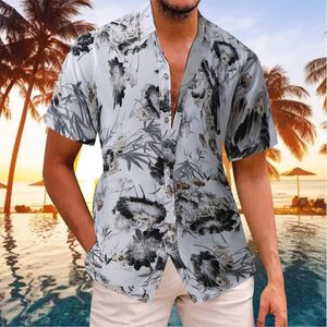 Camisas casuales para hombres Paquete de camisetas de bolsillo Moda y ocio para hombres Impresión digital 3D Hebilla Solapa Manga corta Top Oversized Black Tops MenM