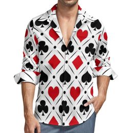Chemises décontractées pour hommes Symboles de poker Costumes de cartes à jouer pour hommes Chemise à manches longues Tendance Blouses drôles Printemps Vêtements graphiques Plus Taille 230309