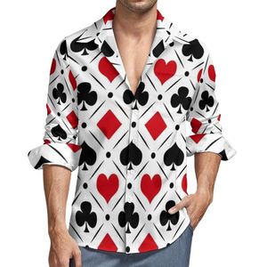 Heren Casual Shirts Poker Symbolen Mannelijke Speelkaart Past Shirt Lange Mouw Trending Grappige Blouses Lente Grafische Kleding Plus Si329P