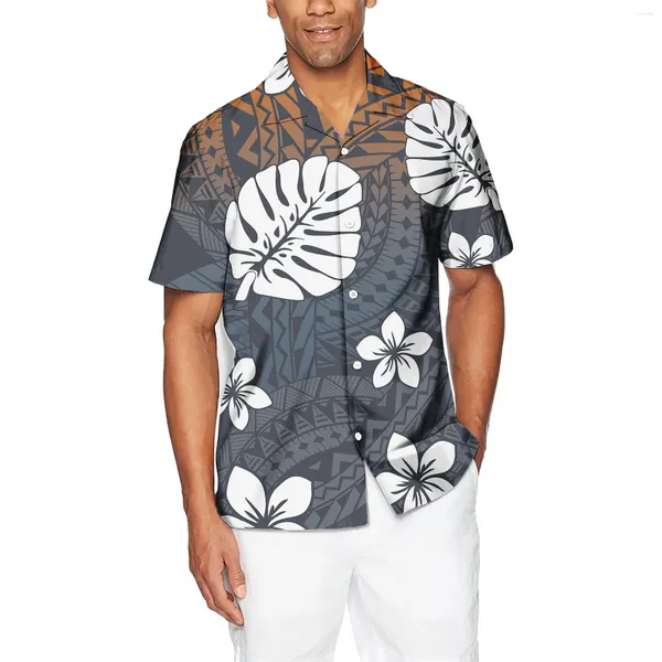 Chemises décontractées pour hommes Design tribal polynésien Samoa personnaliser le motif de grande taille Impression pour hommes Aloha