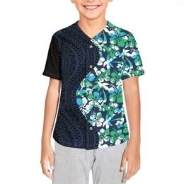 Casual shirts voor heren Polynesische tribal Fijian Totem Tattoo Fiji Prints Kids Baseball Jersey T Team Uniform School League Holiday Beach Party