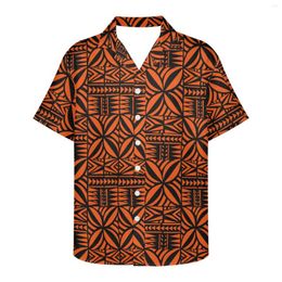 Camisas casuales de los hombres Polynesian Tribal Fijian Totem Tattoo Fiji Prints Loose Transpirable Trendy Cool Fashion Hawaiian Beach Party Tops Verano