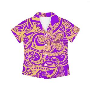 Chemises décontractées pour hommes Polynesian Tribal Fijian Totem Tattoo Fidji Prints Toddler Teenager Party Wedding Clothes Boys Short Sleeve Turn-down