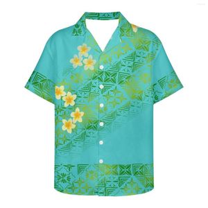 Chemises décontractées pour hommes Polynesian Tribal Fijian Totem Tattoo Fidji Prints Hawaiian Shirt For Men Cuban Collar Fashion Streetwear Summer Short