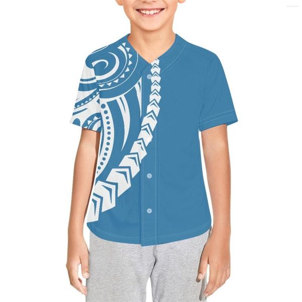 Chemises décontractées pour hommes Polynesian Tribal Fijian Totem Tattoo Fidji Prints Kids Baseball Jersey Shirt Custom Tee Polyester Lightweight