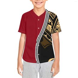 Casual shirts voor heren Polynesische tribal Hawaiian Totem Tattoo Hawaii Prints Kids Baseball Jersey T-shirt Trendy Hip Hop Street Korte mouw