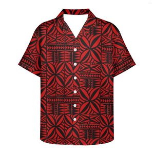 Casual shirts voor heren Polynesische tribal Hawaiian Totem Tattoo Hawaii Prints Vintage Street Heren Korte mouw Zomer Dunne materiaal shirt