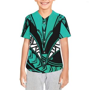 Casual shirts voor heren Polynesische tribal Hawaiian Totem Tattoo Hawaii Prints Boy Baseball Jersey T Korte mouw Hip Hop-uniformen (3-16 jaar)