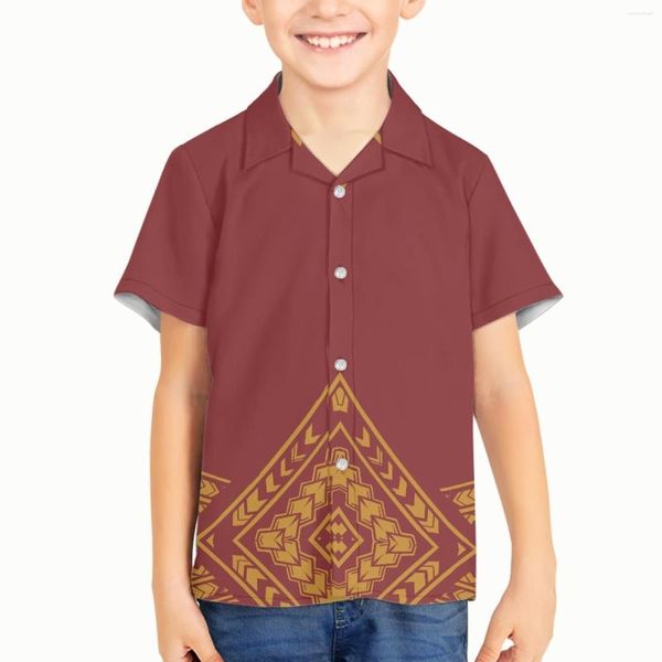 Camisas informales para hombre, estampados de tatuajes de tótem tribales polinesios hawaianos para niños, niños, holgados, transpirables, estampado 3d, moda fresca a la moda