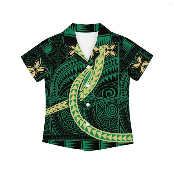 Chemises décontractées pour hommes Polynesian Tribal Hawaiian Totem Tattoo Hawaii Prints Toddler Teenager Party Wedding Clothes Boys Short Sleeve Turn-down