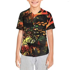 Casual shirts voor heren Polynesische tribale pohnpei totem tattoo prints Boy Baseball Jersey t korte mouw hiphop sport uniformen (3-16 jaar)