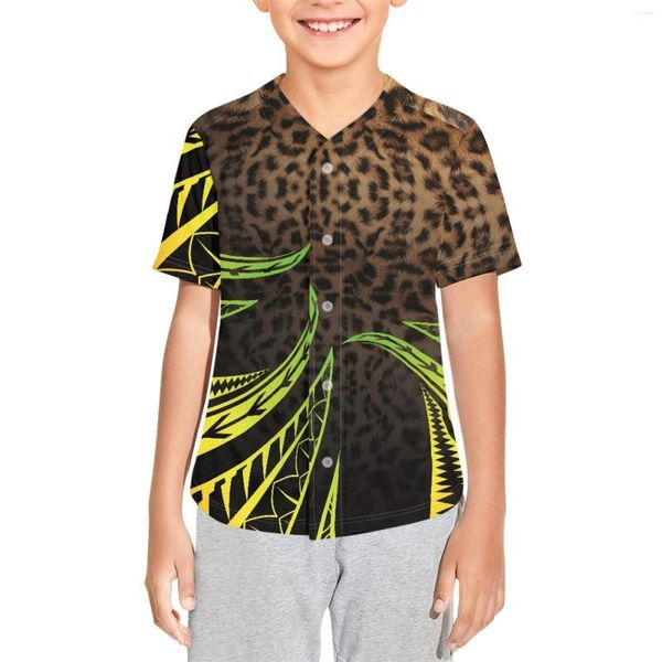 Camisas casuales para hombres Pohnpei tribal polinesio Totem Tatuaje Impresiones Diseño personalizado Niños Béisbol Jersey Niños Holiday Beach Party Wear Tee