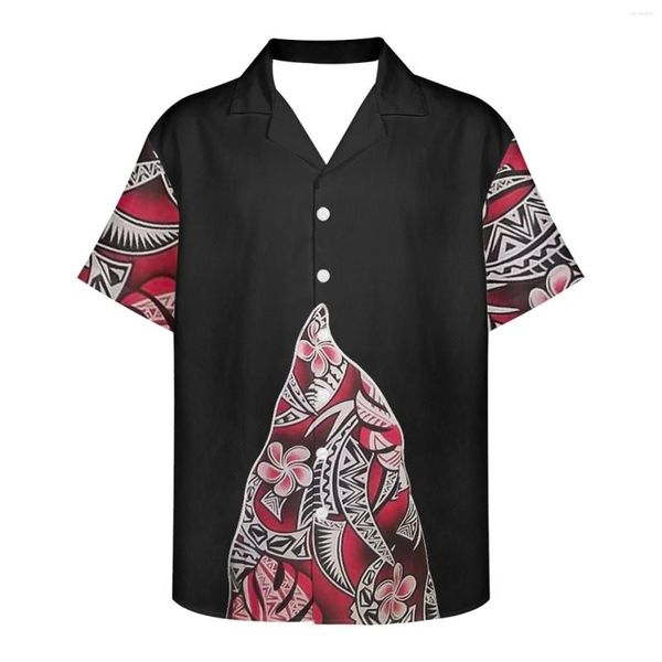 Chemises décontractées pour hommes Polynesian Tribal Pohnpei Totem Tattoo Prints Vintage Street Men's Short Sleeve Summer Thin Material Hawaiian Shirt