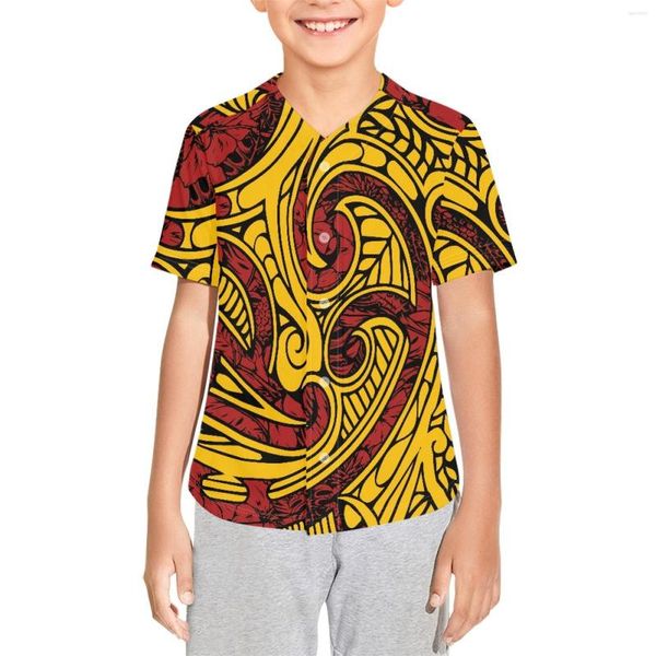 Chemises décontractées pour hommes Tribal polynésien Pohnpei Totem Tattoo Prints Maillot de baseball pour garçon Manches courtes pour enfants Filles Hip Hop T