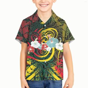 Casual shirts voor heren Polynesische tribal Samoan totem tattoo prints Kid Boy Children Fashion Hawaiiaans shirt korte mouw top Homme Harajuku