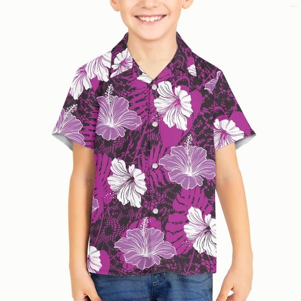 Chemises décontractées pour hommes Polynesian Tribal Samoan Totem Tattoo Samoa Prints Boys Hawaiian Shirt Short Sleeve Tops For Toddler Clothes Beach
