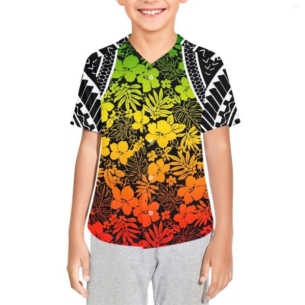 Camisas casuales para hombres Tatuaje de tótem de Samoa tribal polinesio Estampados de Samoa Camiseta de béisbol para niños Uniforme de equipo Liga escolar Fiesta en la playa