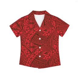 Camisas informales para hombre, tatuaje de tótem Tongan Tribal polinesio, estampados de Tonga, camisa para niños, bebés, niñas, solapa, manga corta, cárdigan con botones, otoño
