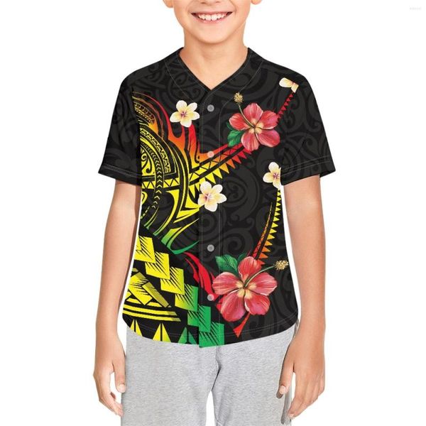 Camisas casuales para hombres Polinesia Tribal Tongan Tótem Tattoo Tanga Tanga Premium Béisbol Jersey Camisa activa Uniforme para niños Juniors Juniors